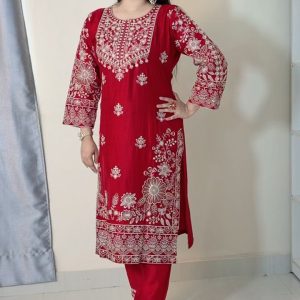 trendy embroidery dress in muslin cotton